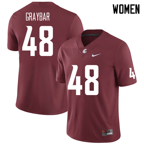 Women #48 Oliver Graybar Washington State Cougars College Football Jerseys Sale-Crimson